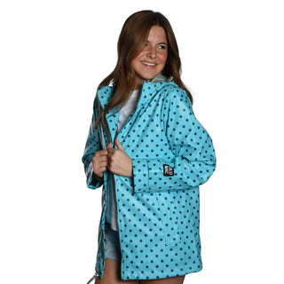 LULU MAC HOODED RAINCOAT POLKA DOT BLUE/NAVY