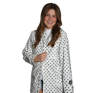 LULU MAC HOODED RAINCOAT POLKA DOT WHITE/BLACK