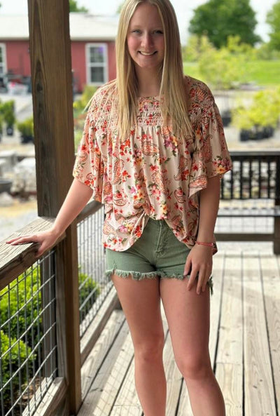 Floral and Paisley Print Knit Top