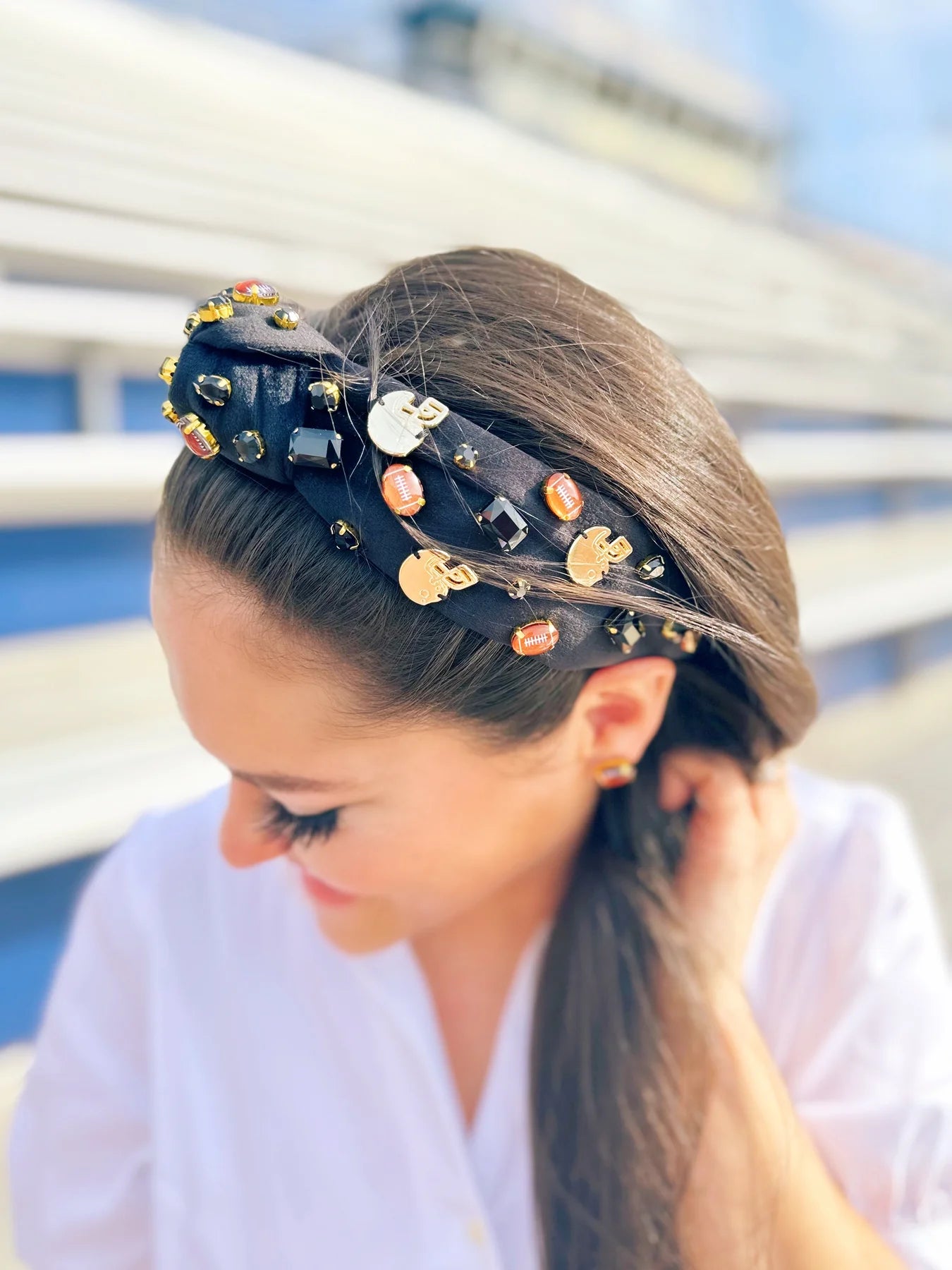 BRIANNA CANNON FAN GEAR FOOTBALL HEADBAND IN BLACK