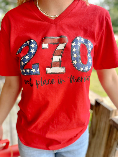 "270, Best Place In 'Merica" V-Neck Tee Final Sale