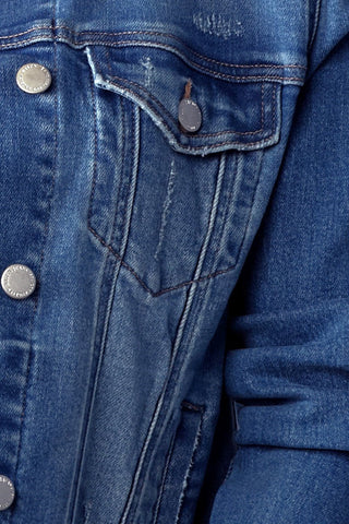 CURVY DARK VINTAGE WASHED DENIM JACKET