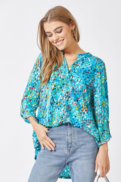 Curvy Teal Lizzy Top