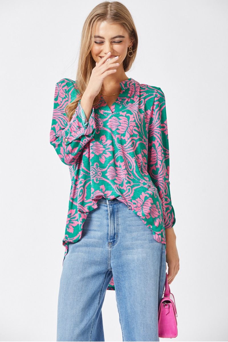 Emerald/Pink Lizzy Top