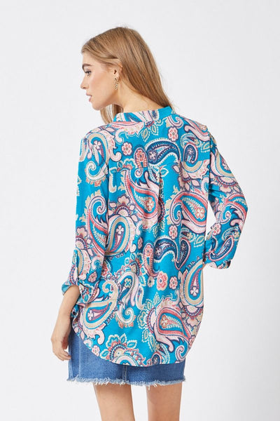 Curvy Teal Paisley Lizzy Top