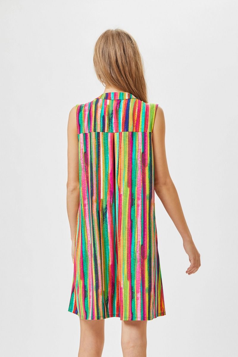 Lizzy Multi-Colored Sleeveless Dress w/ Pockets