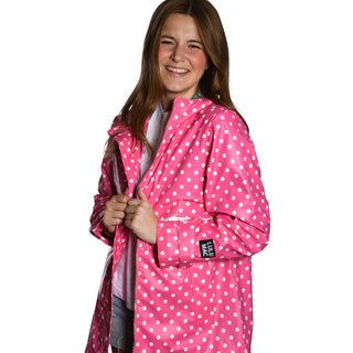LULU MAC HOODED RAINCOAT POLKA DOT HOT PINK/WHITE