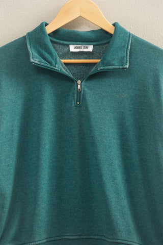 Dark Teal Half-Zip Burnout French Terry Pullover