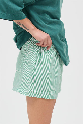 SC Green Striped Drawstring Waist Shorts