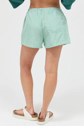 SC Green Striped Drawstring Waist Shorts