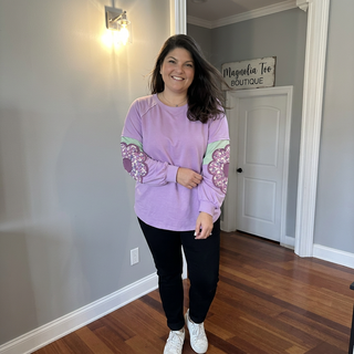 Curvy Lavender Flower Patch Top