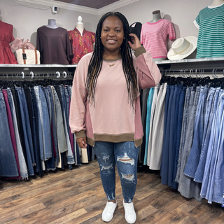 Curvy Light Pink w/ Waffle Contrast Top