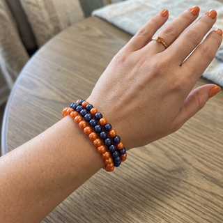 Set Of Three Metallic Game Day Bead Beaded Stretch Bracelets