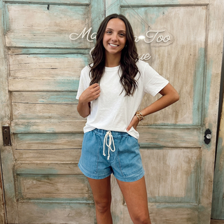 Denim Shorts with Drawstring and Pockets FINAL SALE