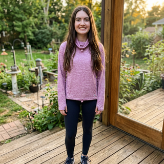 Apana Mauve Heather Mist Cowl Neck Athletic Pullover