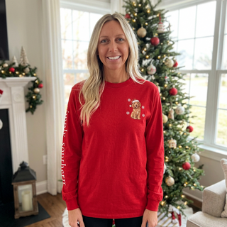 Simply Southern "Let it Snow" Long Sleeve Tee on Red