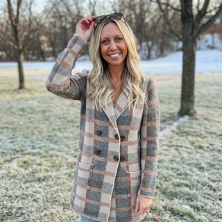 Taupe/Charcoal Jacquard Cardigan