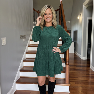 Dark Green Tiered Mini Dress