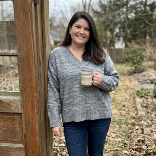 Curvy Grey V-Neck Sweater