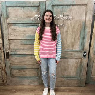 Striped Colorblock Lightweight Sweater