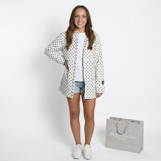 LULU MAC HOODED RAINCOAT POLKA DOT WHITE/BLACK