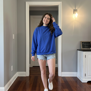 Royal Blue Exposed Seam Mock Neck Sweatshirt