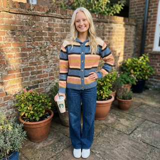 Indigo Colorblock Cardigan w/ Hood