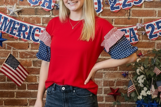 Stars and Stripes Puff Sleeve Top