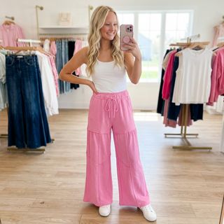 Simply Southern Pink Mineral Wash Wide Leg Pant