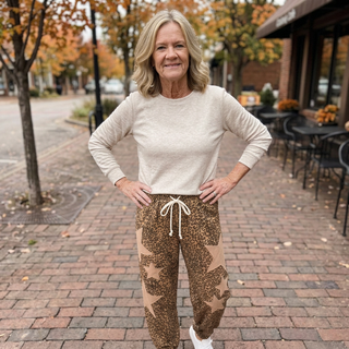 Leopard Star Studded Patch Jogger Pants