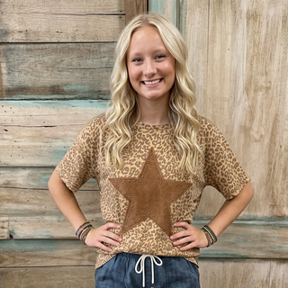 Leopard Star Studded Patch Tee