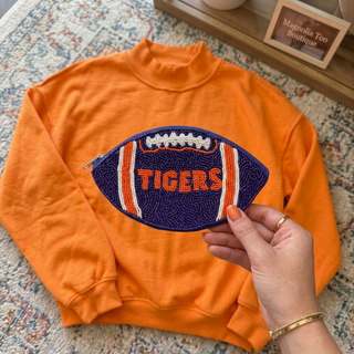 Officially Licensed Clemson Seed Beaded 'Tigers ®' Football Pouch