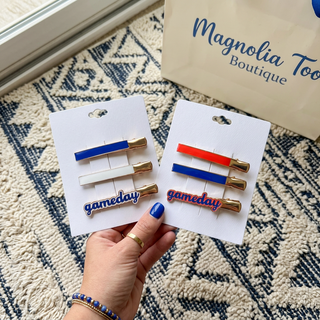 Set Of Three "Gameday" Clip-In Hair Clips (2 Colors)