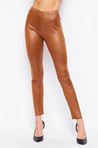 Cognac Vegan Leather Legging Final Sale