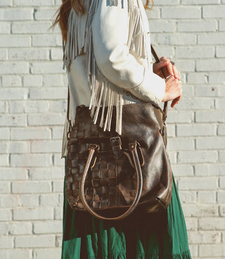 BED STU "Rachel" Shoulder Bag in Black Rustic Rust BFS