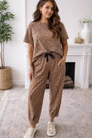 Leopard Barrel Loose Pant Set