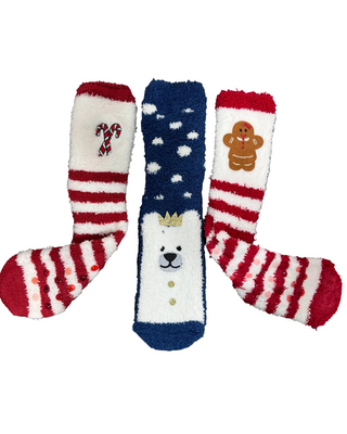 Christmas 3 Pair Embroidered Sock Aromasoles Box, with Lavender N Shea Butter Infused by Aromasoles