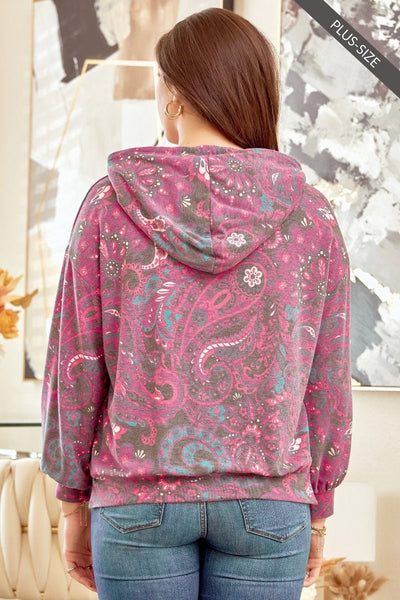 Curvy Black Pink Relaxed Hoodie