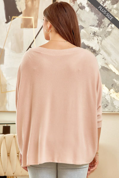 Curvy Blush Hacci Pancho Top