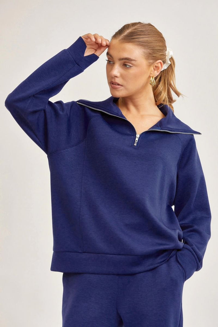 Navy Quarter Zip Pullover and Jogger Set with Pockets – Magnolia