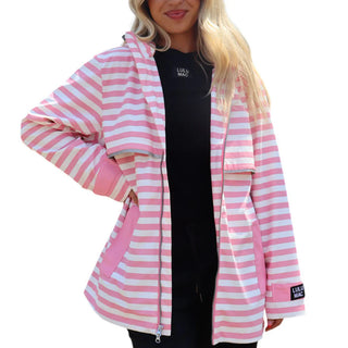 LULU MAC HOODED RAINCOAT DARBY PINK/WHITE STRIPE
