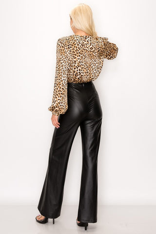 Black Faux Leather Flared Pants Final Sale