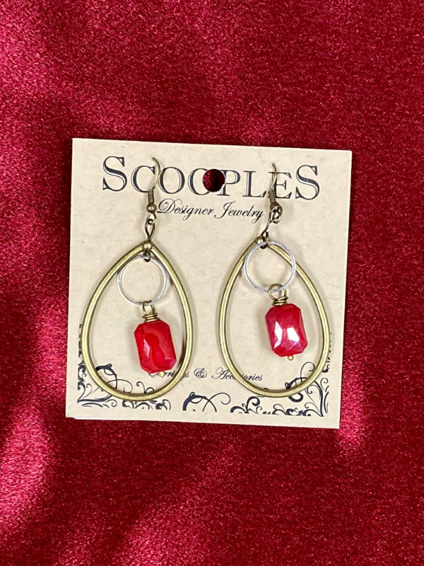 Scooples Red Teardrop Earrings