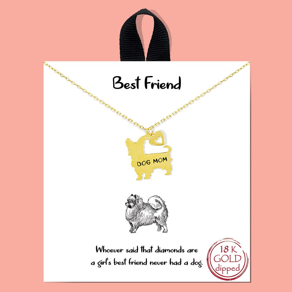 Dainty Chain Link Necklace Featuring Dog Mom Pendant (2 colors)