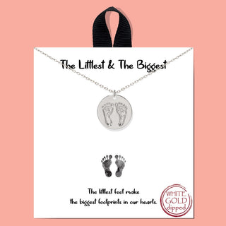Dainty Chain Link Necklace Featuring Baby Footprint Pendant (2 colors)