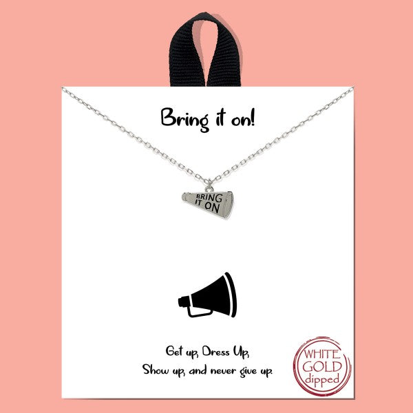 Dainty Chain Link Necklace Featuring "Bring It On" Megaphone Pendant