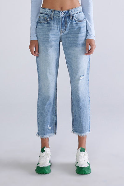 Medium Blue Mid Rise Mom Jeans Final Sale
