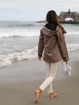 Brown Leopard Animal Print New Englander Rain Jacket by Charles River
