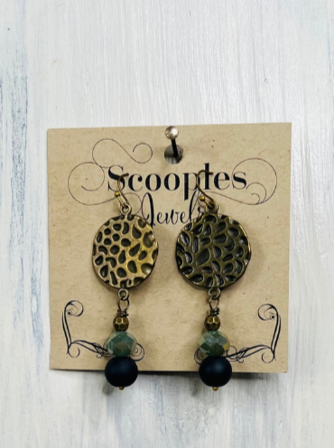 Scooples Black Aqua Seaglass Earrings