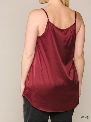 Curvy Velvet Mixed Adjustable Strap Round Hem Camisole Final Sale (2 Colors)